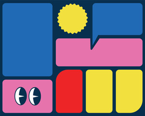 Bento grid web design elements, y2k layouts ,geometric shapes.Trendy retro abstract figures.Vector flat illustration