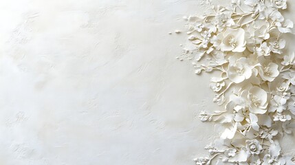 White flowers on beige textured background