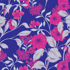 Beautiful seamless pattern with flowers background 