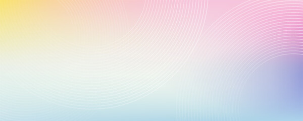 Minimalist banner background, pastel colorful, pink and yellow gradations. Circle effect style geometric, abstract background.