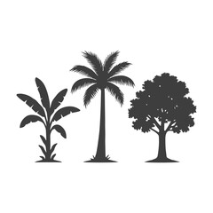 Obraz premium Black Silhouettes of Trees Vector Illustration Sets