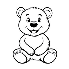Fototapeta premium Cute cartoon teddy bear sitting and smiling on transparent background