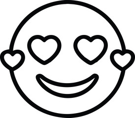 Cute 3d smiling face emoji icon with heart eyes