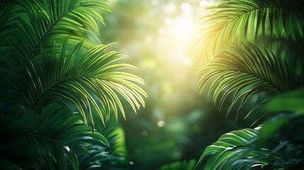Sunlit Palm Leaves