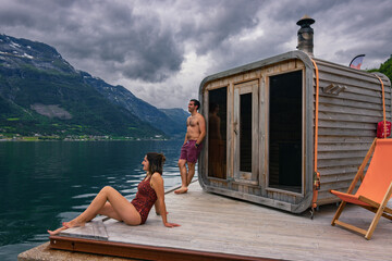 Nice sauna next to Hardanger fjord near Odda (Norway)