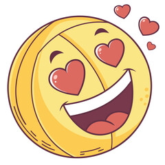 Cute 3d smiling face emoji with heart eyes icon