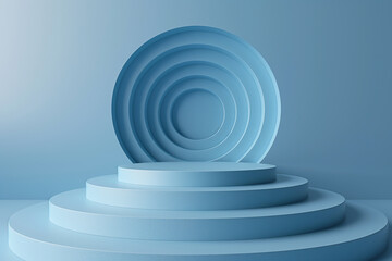 Obraz premium A blue stage with a blue circle in the middle