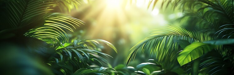 green fern leaves, banner