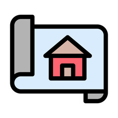 House Sketch Outline Color Icon