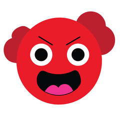 Angry red face emoji icon with smoke