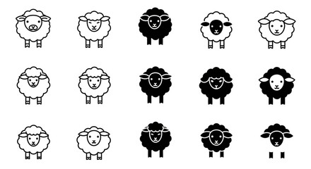 set sheep farm animals collection