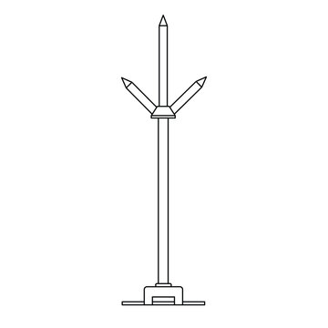 Lightning Rod Outline Icon Illustration on White Background