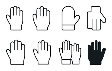 Obraz premium Hand gestures linear icon set. minimalist glove and hand symbols collection.