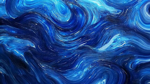 Abstract blue waves with swirling patterns, creating a dynamic oceanic feel, suitable for backgrounds