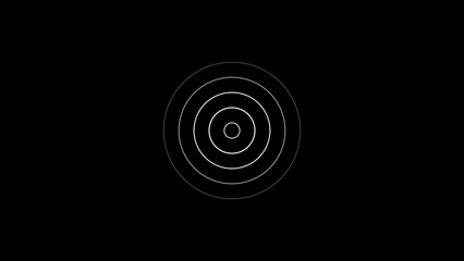 Radio waves white color 4k illustration. network tower produced radio wave concept on black background.