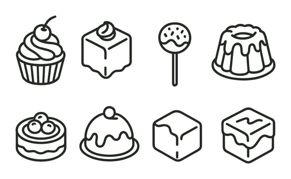 Bakery and desserts icon set. flat style graphics for sweets and confectionery