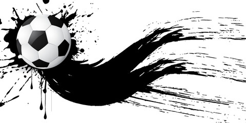 Soccer ball with splashes of ink