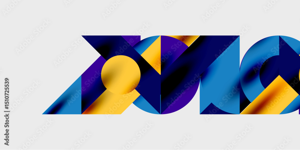 Poster Abstract geometric shapes, vibrant colors, dynamic composition. Modern design elements create visual interest, sleek presentation.