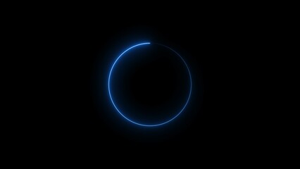 Loading royal blue color 4k illustration neon light on black background.