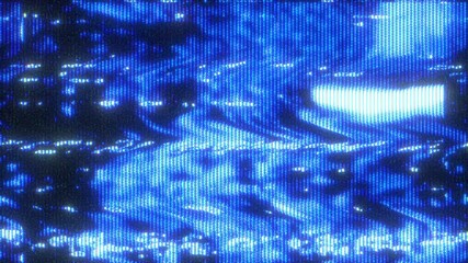 4K CRT static screen with intense blue glitch waves and analog distortion, pixel flicker and signal interference for motion graphics overlay, screen mode, retro tech and cyber visual texture - Powered by Adobe