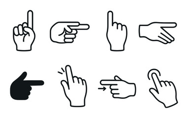 Gesture icon set in silhouette style. hand signs and motion symbols