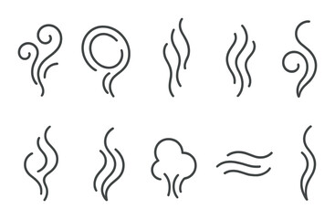 Pipe smoke silhouette icon set. simple and minimal haze shapes for design