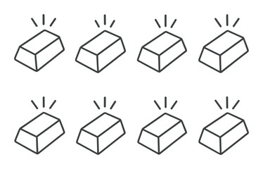 Precious metal ingots icon set. silhouette style bullion and wealth symbols