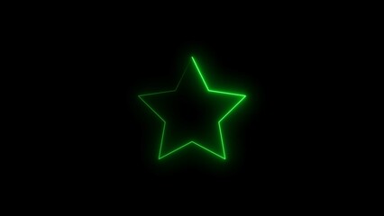 stars neon bright green color 4k illustration on black background.	
