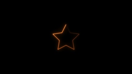 stars neon bright orange color 4k illustration on black background.