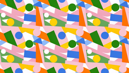 Seamless retro rainbow mosaic with colorful geometric circles for a bright happy birthday card illustration