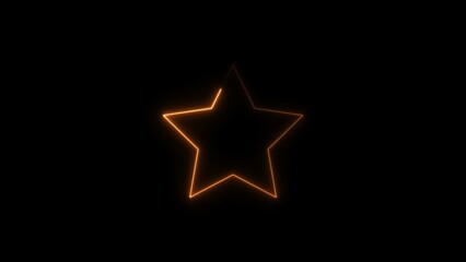stars neon bright orange color 4k illustration on black background.