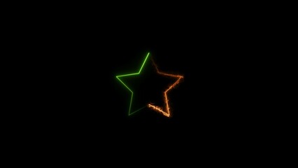 stars neon bright orange color 4k illustration on black background.