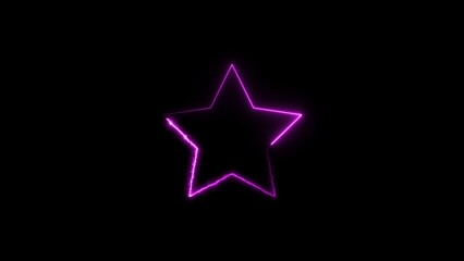 stars neon bright magenta color 4k illustration on black background.
