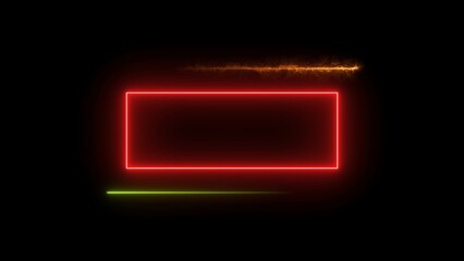 Rectangle line neon bright colorful 4k illustration on black background.