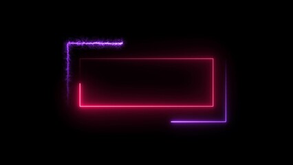 Rectangle line neon bright colorful 4k illustration on black background.