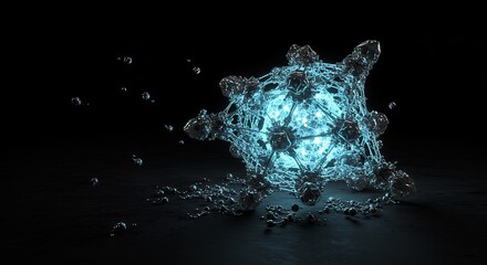 Glowing Blue Sphere with Surrounding Structure