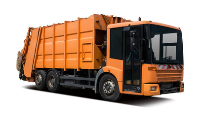 Garbage truck isolated on transparent background. PNG 