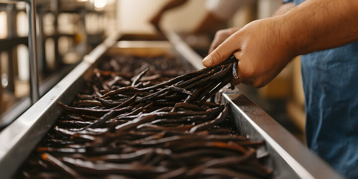 vanilla bean processing plant - manufacturing supply chain for food and spice