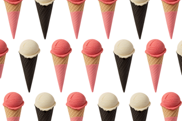 Delicious Ice Cream Cones Pattern: Pink Vanilla Strawberry Summer Treat