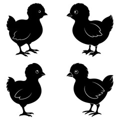 Baby Chick Silhouette vector illustration