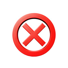 Obraz premium 3D Render of a Red X Mark in a Circle - Error, Cancel, Close, or Wrong Symbol