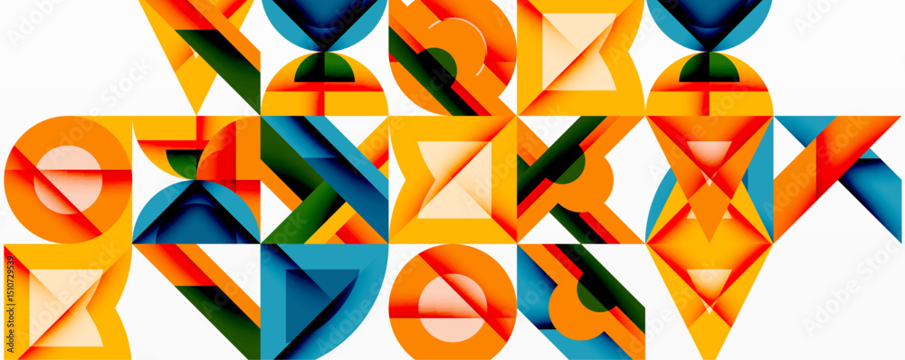 Aufkleber abstract geometric shapes, vibrant colors, repeating patterns create dynamic visual texture. orange,
