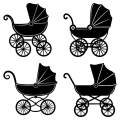 Baby Carriage Silhouette vector illustration