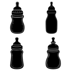 Baby Bottle Silhouette vector illustration