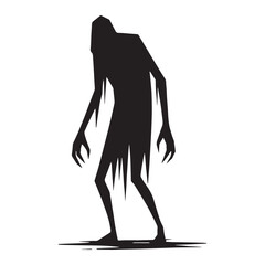 High-contrast ghoul silhouette for spooky design sets – ghoul silhouette – ghoul vector illustration – silhouette of ghoul

