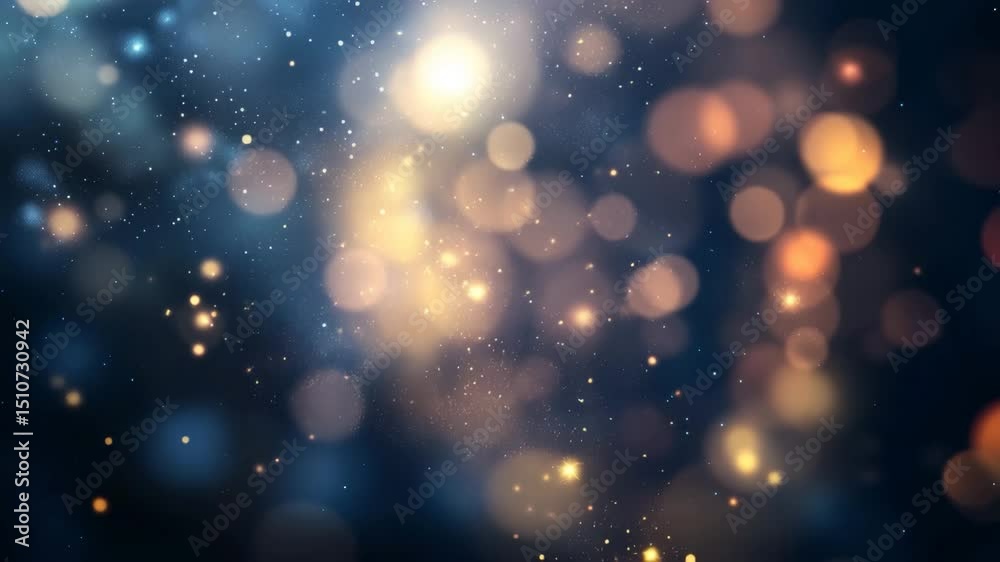 Aufkleber golden particles and bokeh effect floating on a dark background create a magical and festive atmosph