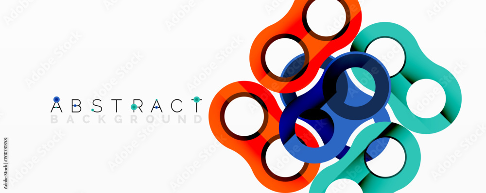 Poster Modern abstract design features colorful overlapping circles. Geometric shapes create dynamic visual impact. Clean, minimalist aesthetic.