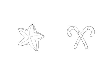 Christmas holiday icons including a star shape and crossed candy cane illustrations