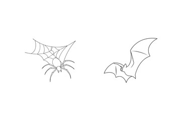 Simple vector illustration of a spider and a bat for halloween decorations