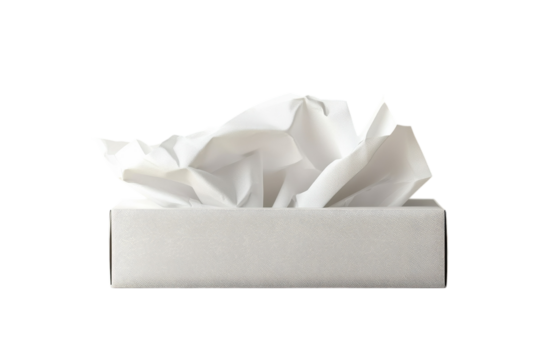 A comforting box of tissues ready to soothe tears and sniffles during flu season with a clean on transparent background